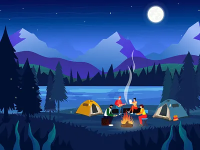 Camping design flat illustration illustration art minimal vector