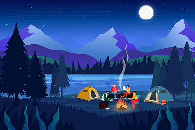 Camping design flat illustration illustration art minimal vector