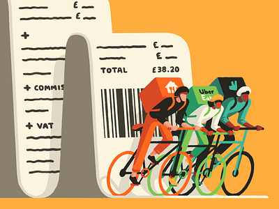 Hidden costs of food delivery apps apps art artist contemporary artist deliveroo delivery design editorial food illustration illustrator justeat priya mistry technology ubereats