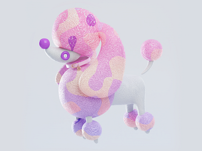 Poodle #wip 3d c4d cg cinema4d dogs houdini illustration motion design motion graphics poodle redshift render zbrush