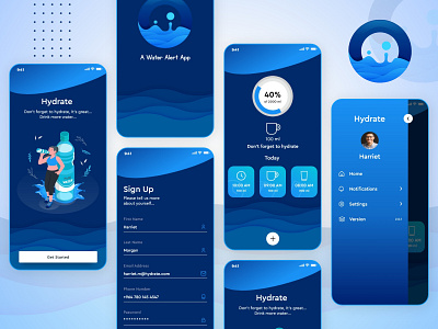 Water Alert App app app screens app ui branding codiant design mobile app ui vector water alert