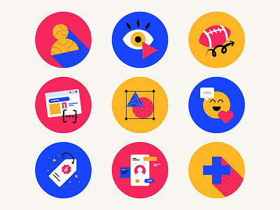 Highlight icon set bauhaus branding design flat geometry graphic design icon icon set illustration instagram logo minimal motion graphics simple social media ui ux vector