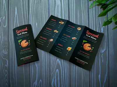 Food Menu Tri-Fold Brochure flayer design food menu food menu templete restaurant food menu tri fold brochure design tri fold flyer tri fold food menu