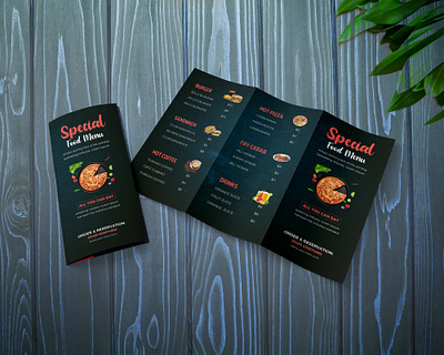 Food Menu Tri-Fold Brochure flayer design food menu food menu templete restaurant food menu tri fold brochure design tri fold flyer tri fold food menu