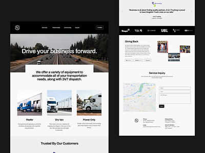 Logistics Landing Page amazon cargo carrier delivery freight grid layout logistics map navigation product design shipment shipping transport truck trucking ui ux web design website