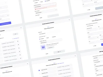 Modal window clean design fields fintech minimal modal window navigation product settings ui web