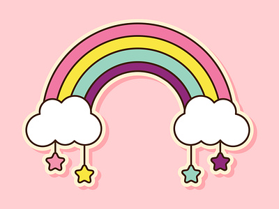 Rainbow sticker made in Adobe Illustrator. branding design graphic design illustraion kids rainbow shadow summer sweety vector