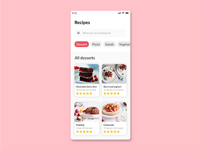 Recipe app dessert recipe recipes ui