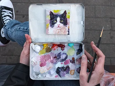 Miniature cat oil canvas painting animal animal art art canvas canvas painting cat cat art cat illustration cat painting illustration kitten kitty miniature oil oil painting oilpainting pet portrait traditional art traditional painting