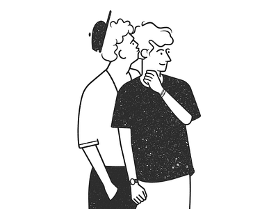 couple black and white boy cartoon character design comic couple draw drawing illustration line love minimal monochrome pencil procreate ui ux webdesign