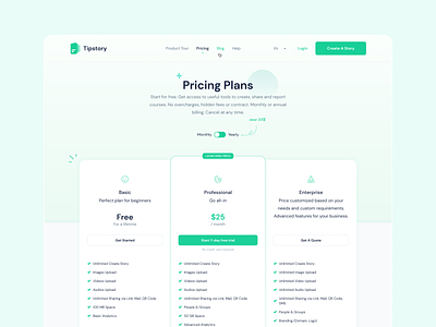 TipStory Pricing Plans plans price table pricing pricing page pricing plan subscription