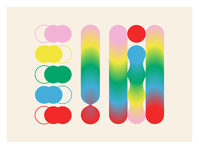 Repetitions 1/4 // CHELCHA adobe illustrator blend tool blue circle circles colour design digital art gradient graphic design green illustration illustrator line work pink poster design primary colours red repetitions yellow