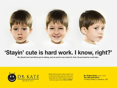 DR. KATZ Dental: No More Scaredy Katz billboards branding bus stop signage copywriting design graphic design illustration logo thepoddotme typography