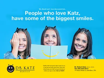 DR. KATZ Dental: No More Scaredy Katz billboards branding bus stop signage copywriting design graphic design illustration logo thepoddotme typography