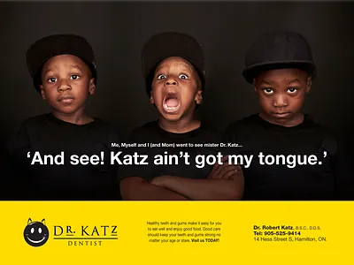 DR. KATZ Dental: No More Scaredy Katz billboards branding bus stop signage copywriting design graphic design illustration logo outdoor display outdoor signage posters thepoddotme typography