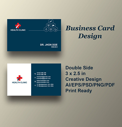 Clinic Business Card Design brand brand design buiness card design business business card card card design clinic business card design company business card design corporate business card design editing