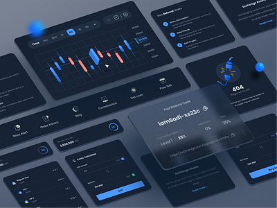 Crypto Platform Component set | Dark 🔥 3d bitcoin chart coin creative crypto cryptocurrency dashboard design eth exchange idea illustration nft trading ui ux wallet website