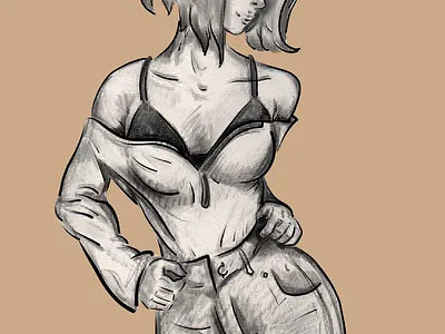 Girl Sketch art character design digital painting illustration ink sketch