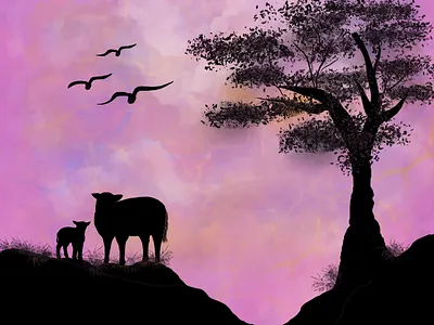 Farm view art design illustration original art sticker ui