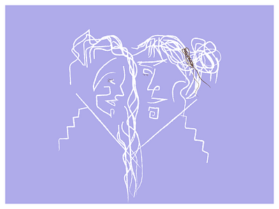 love line art couple design graphic design heart illustration illustrator kiss line art love purple romance white