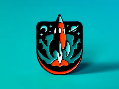 Blast Off Rocket Pin (2/3) 🚀 astronaut badge badge design blue origin icon illustration logo nasa outer space patch pin pins rocket san diego scifi space age space race space shuttle spaceship spacex