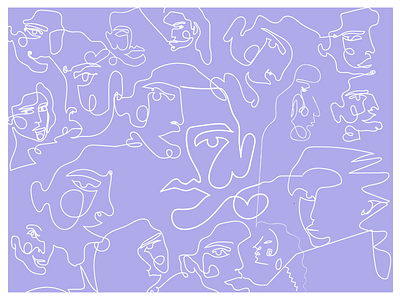 Line Art blue brush tool design expressions faces graphic design illustration illustrator line art purple white