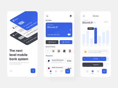 Mobile Banking App app app design bank banking banking app branding clean credit card finance financial fintech graphic design management minimalist mobile app mobile banking transfer ui ux wallet