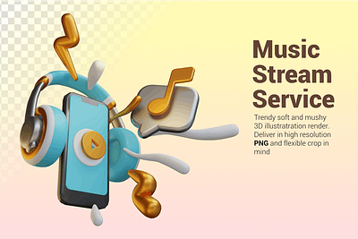 Music Stream Service 3D Graphic 3d 3d animation 3d art 3d character 3d illustration 3d illustrations 3d vector business character concept development graphic illustration research team vector web design web development website work