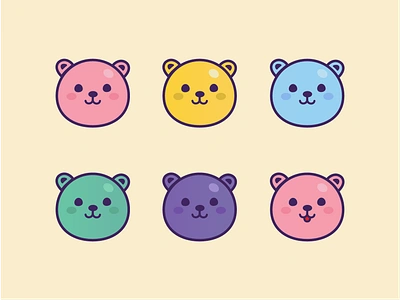 Color Bears adorable bears colors cute emoji illustration japan kawaii kids illustration logo paints palette pastel playoff print rainbow same smiles warmup weekly warm up