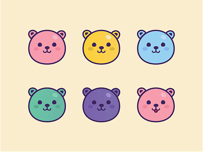 Color Bears adorable bears colors cute emoji illustration japan kawaii kids illustration logo paints palette pastel playoff print rainbow same smiles warmup weekly warm up