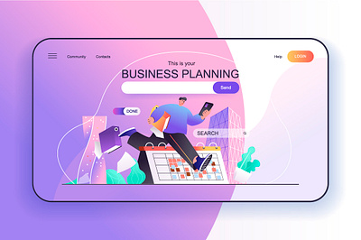Business Landing Page Template app business cartoon concept design flat header homepage illustration landing landing page mobile page people planning ui ux vector web website