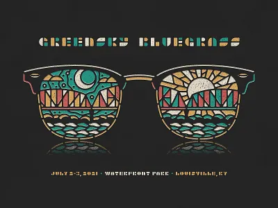 Greensky Bluegrass Louisville, KY Poster bluegrass dan kuhlken dkng dkng studios geometric gigposter glasses greensky bluegrass illustration nathan goldman poster stained glass vector