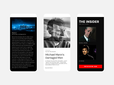 Michael Mann Mobile Screens books concept design digital design figma hollywood interface mobile mobile screen mobile screens mobile ui mockup movies ui ux