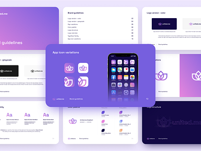 United.me - Brand guidelines app brandbook branding community design growth guidelines logo people programs styleguide ui wellbeing