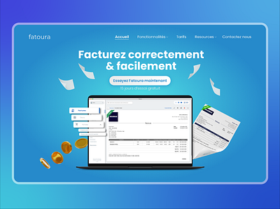 Fatoura - Website redesign app blue branding graphic design illustration invoice invoicing invoicing app money saas ui ux web web app web design