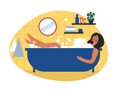 bath time bath bathroom beauty character clean design flat girl illustration rituals selflove take care vector water