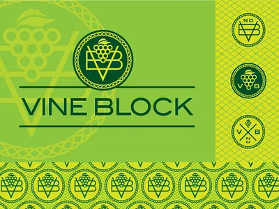 Vine Block Wine Distributor logo badge branding grapes logo monogram typography wine