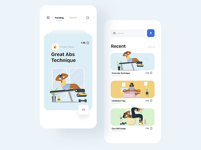 Fitness News App branding design product design ui uiux