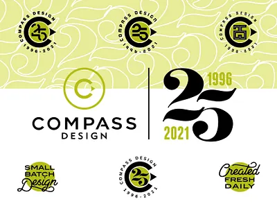 Compass Design 25 Years logo 25 years anniversary branding compass design logo minneapolis minnesota package design typography