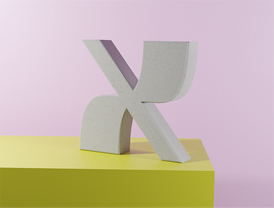 36 Days of Type _ X 36days 36daysoftype 36daysoftype08 3d 3d art 3d design 3d lettering 3d render branding concrete design fun geometric objects letterform modeling object sculpture texture type x