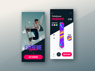 App concept, customize your snowboard app app design branding design extreme inspiration snowboard snowboarding store ui ux ui ux design