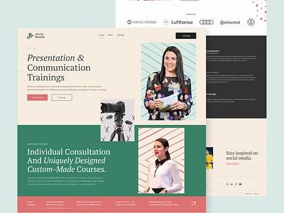 Landing Page Exploration for Personal Brand 2d business clean colorful courses exploration feminine flat landing minimal modern personal brand presentation public simple trainings ui unique website woman