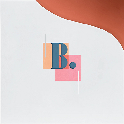 'B'. paper cutout typography design branding design icon illustration typography