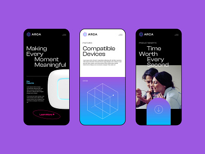 Arca Concept Mobile UI blue clean concept design gradient layout minimal minimalist mobile purple simple smart home tech technology typography ui ux web design webdesign website