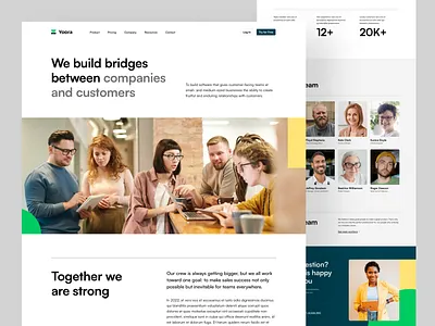 Yoora - About page about us clean company concept crm landing page marketing sales ui website
