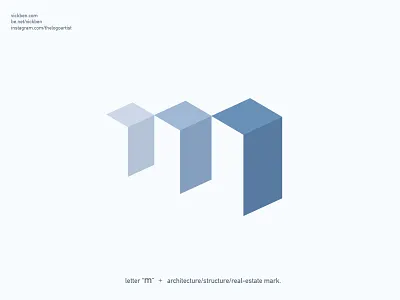 geometric letter-mark. apartment building construction home house letter living logo logo designer logos m minimal negative space property real estate residential simple structure town white space