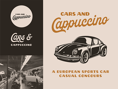 Illustration for a Membership Based Club - Cars and Cappuccino branding cars clean design european car illustration logo porsche sports car texture vintage