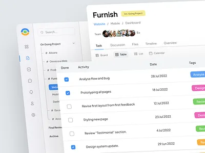 Projie - Task Management Dashboard clean clear dashboard design light management people platform project task management ui uidesign uiux