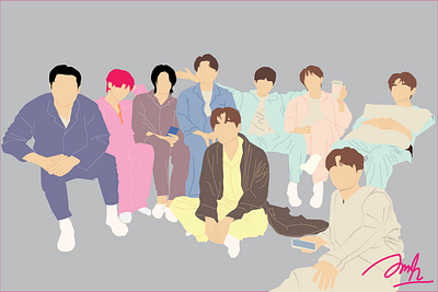 House party SJ Pajama Party animation branding design graphic design illustration super super junior vector vector illustration