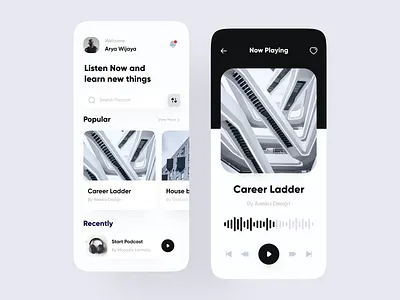 Podcast App app clean listeing listening app minimalist music music app musics player playlist podcast podcast app podcasting podcasts song app spotify streaming ui ux